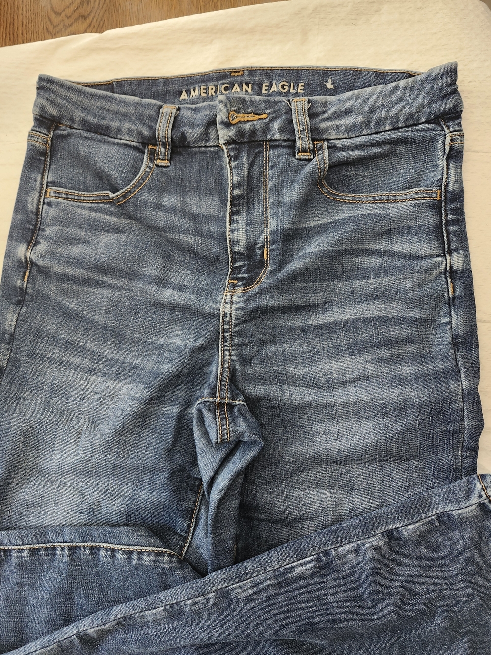 American Eagle Outfitters Women's Blue High-Rise Stretch Jeans Back Tag